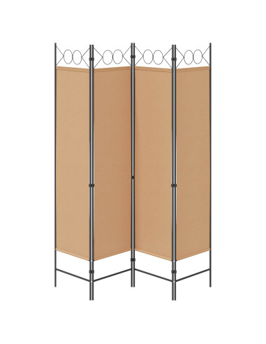 Paravento a 4 Pannelli Beige 160 x 180 cm Tessuto