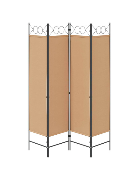 Paravento a 4 Pannelli Beige 160 x 180 cm Tessuto