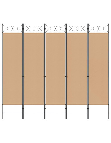 Paravento a 5 Pannelli Beige 200 x 180 cm Tessuto