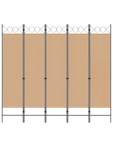 Paravento a 5 Pannelli Beige 200 x 180 cm Tessuto