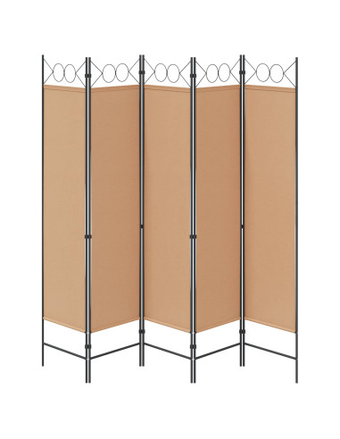 Paravento a 5 Pannelli Beige 200 x 180 cm Tessuto