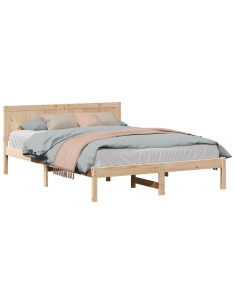 Struttura del letto Marrone 140 x 200 cm Legno massello di pino 2