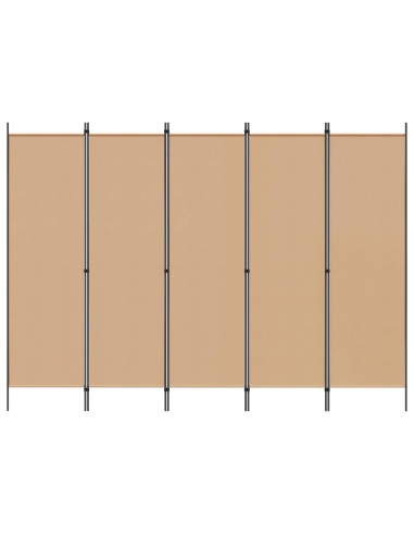 Paravento a 5 Pannelli Beige 250 x 180 cm Tessuto