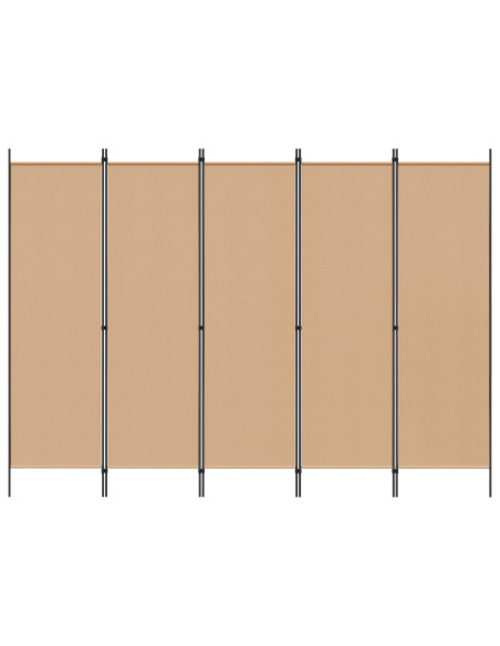 Paravento a 5 Pannelli Beige 250 x 180 cm Tessuto