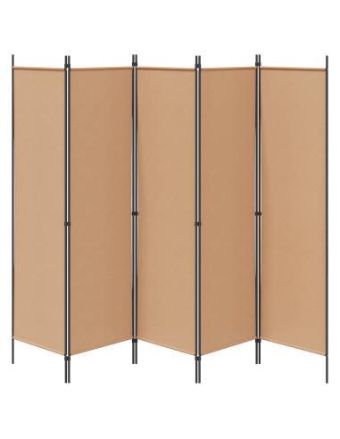 Paravento a 5 Pannelli Beige 250 x 180 cm Tessuto