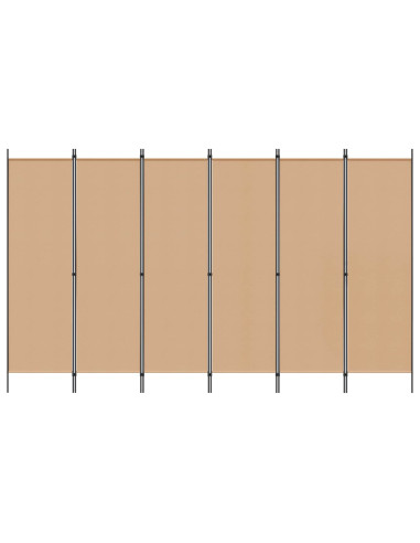 Divisore per Stanza a 6 Pannelli Beige 300 x 180 cm Tessuto