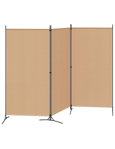 Paravento a 3 pannelli Beige 260 x 180 cm Tessuto