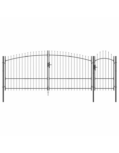 Cancello da giardino con blocco Grigio 150 x 400 cm Acciaio