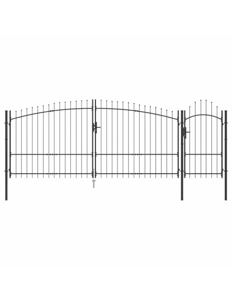 Cancello da giardino con blocco Grigio 150 x 400 cm Acciaio