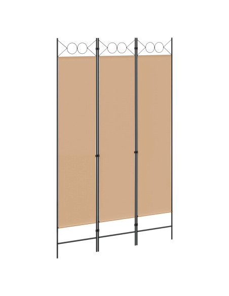Paravento a 3 pannelli Beige 120 x 200 cm Tessuto