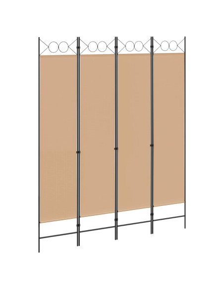 Paravento a 4 Pannelli Beige 160 x 200 cm Tessuto