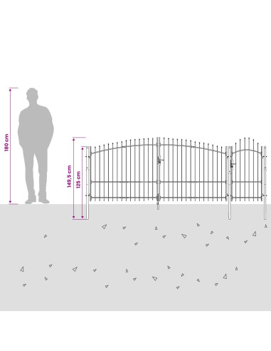 Cancello da giardino con blocco Grigio 100 x 400 cm Acciaio
