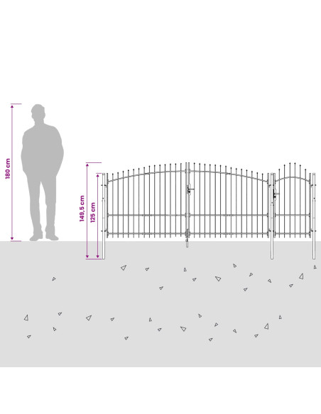 Cancello da giardino con blocco Grigio 100 x 400 cm Acciaio