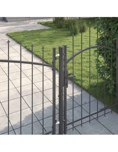 Cancello da giardino con blocco Grigio 150 x 400 cm Acciaio