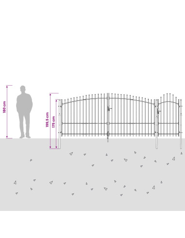Cancello da giardino con blocco Grigio 150 x 400 cm Acciaio
