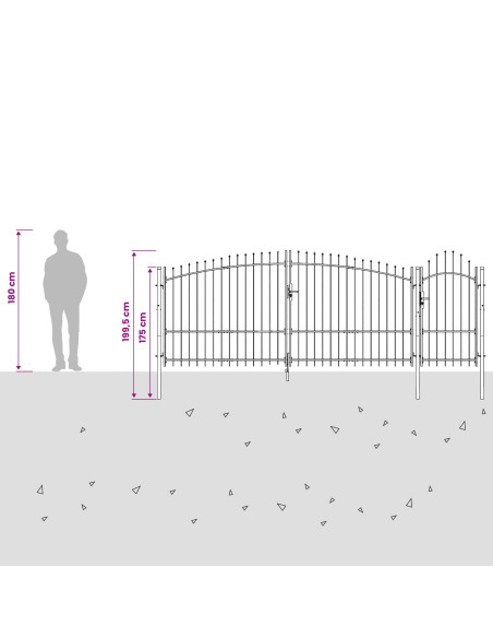 Cancello da giardino con blocco Grigio 150 x 400 cm Acciaio