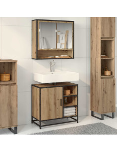 Set di mobili per il bagno con porta 2 pcs Rovere artigianale