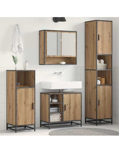 Set di mobili per il bagno con porta 3 pcs Rovere artigianale