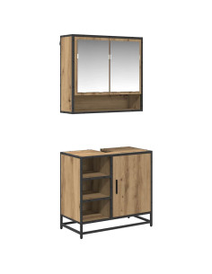 Set di mobili per il bagno con porta 2 pcs Rovere artigianale 2