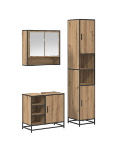 Set di mobili per il bagno con porta 3 pcs Rovere artigianale 2