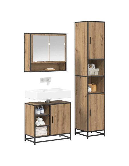 Set di mobili per il bagno con porta 3 pcs Rovere artigianale