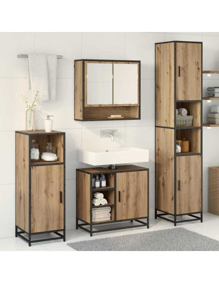 Set di mobili per il bagno con porta 3 pcs Rovere artigianale