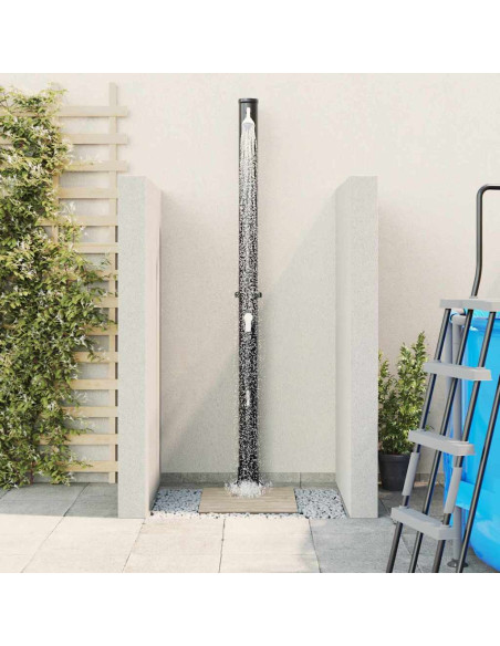 Doccia Solare da Esterno Nero 217 cm PVC e Alluminio