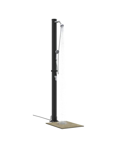 Doccia Solare da Esterno Nero 217 cm PVC e Alluminio