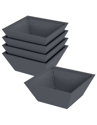 Vaso da giardino 5 pcs Antracite 40 x 40 x 15 cm