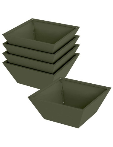Vaso da giardino 5 pcs Verde oliva 40 x 40 x 15 cm