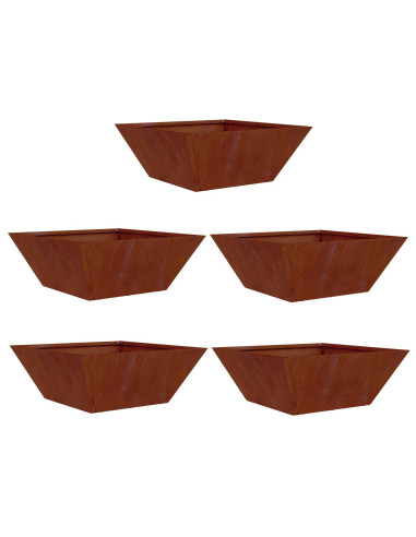 Vaso da giardino 5 pcs Ruggine 40 x 40 x 15 cm