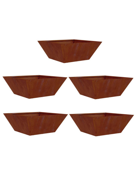 Vaso da giardino 5 pcs Ruggine 40 x 40 x 15 cm