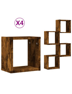 Scaffali da parete 4 pcs Rovere fumé 26 x 15 x 26 cm 2