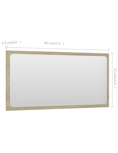 Specchio da Bagno Rovere Sonoma 80x1,5x37 cm Legno Multistrato