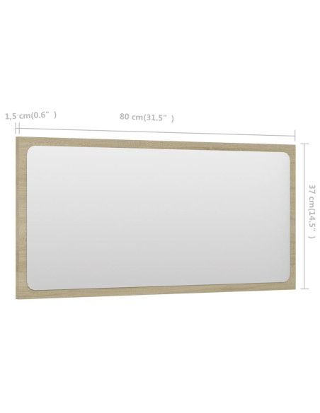 Specchio da Bagno Rovere Sonoma 80x1,5x37 cm Legno Multistrato