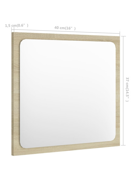 Specchio da Bagno Rovere Sonoma 40x1,5x37 cm Legno Multistrato