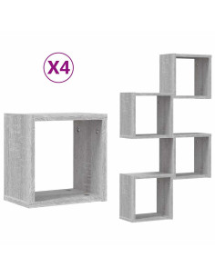 Scaffali da parete 4 pcs Grigio Sonoma 26 x 15 x 26 cm 2