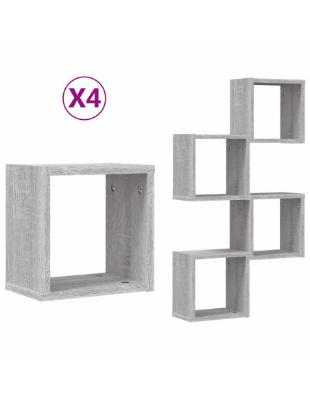 Scaffali da parete 4 pcs Grigio Sonoma 26 x 15 x 26 cm