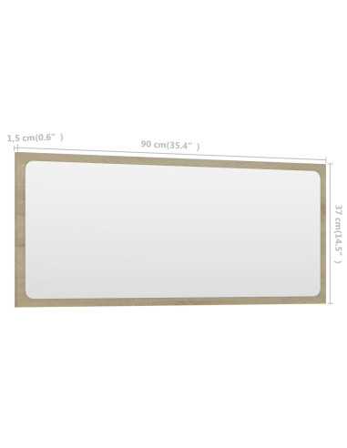 Specchio da Bagno Rovere Sonoma 90x1,5x37 cm Legno Multistrato