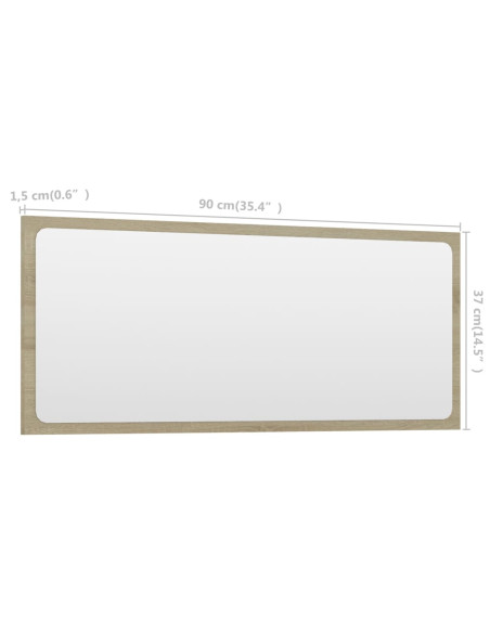 Specchio da Bagno Rovere Sonoma 90x1,5x37 cm Legno Multistrato