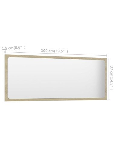 Specchio da Bagno Rovere Sonoma 100x1,5x37 cm Legno Multistrato