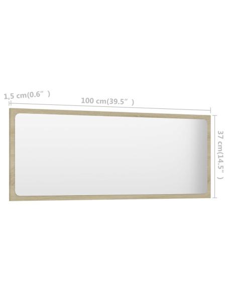 Specchio da Bagno Rovere Sonoma 100x1,5x37 cm Legno Multistrato