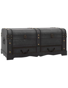Baule del Tesoro in Legno Nero 90x51x42 cm 2