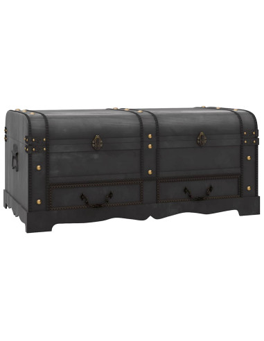 Baule del Tesoro in Legno Nero 90x51x42 cm
