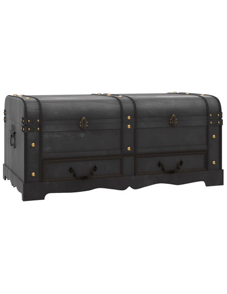 Baule del Tesoro in Legno Nero 90x51x42 cm