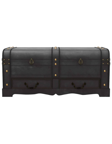 Baule del Tesoro in Legno Nero 90x51x42 cm