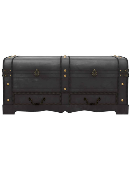 Baule del Tesoro in Legno Nero 90x51x42 cm