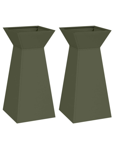 Vaso a Pilastro 2 pcs Oliva 35 x 35 x 73 cm