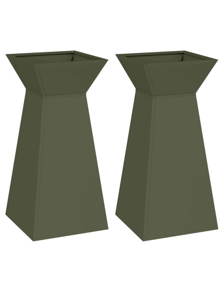 Vaso a Pilastro 2 pcs Oliva 35 x 35 x 73 cm