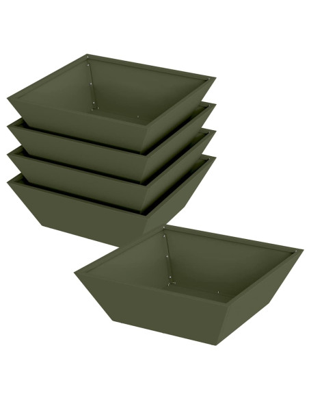 Vaso da giardino 5 pcs Verde oliva 50 x 50 x 15 cm